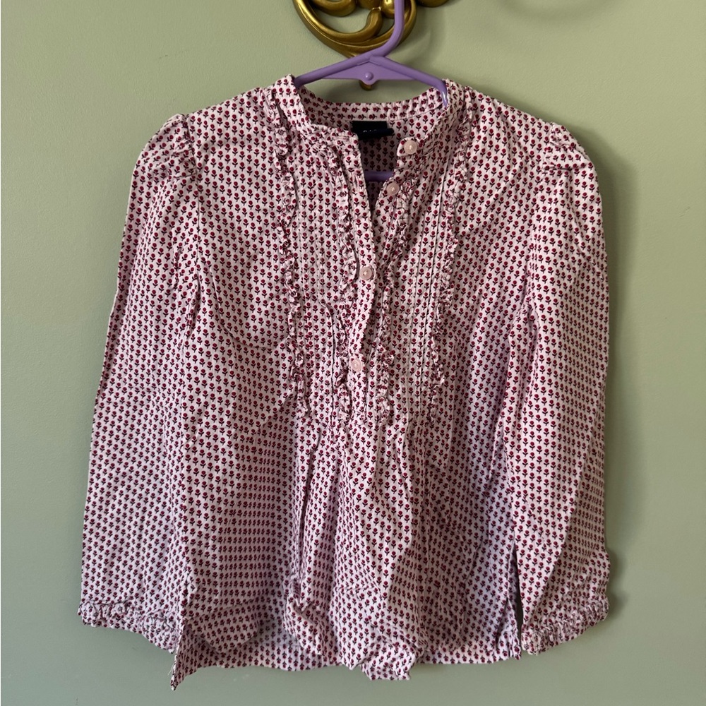GAP Kids Red and White Floral Blouse